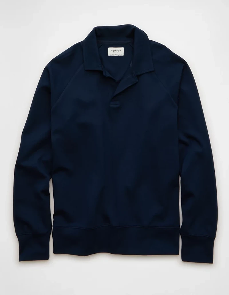 AE 24/7 Long-Sleeve Rugby Polo Sweatshirt