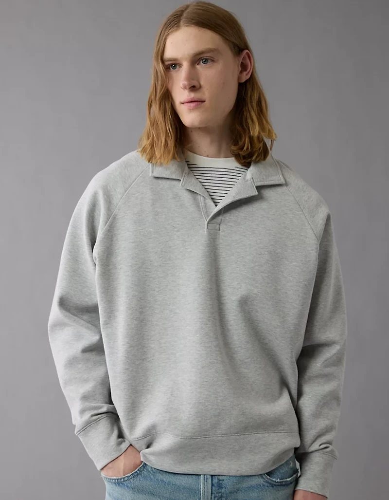 AE 24/7 Long-Sleeve Rugby Polo Sweatshirt