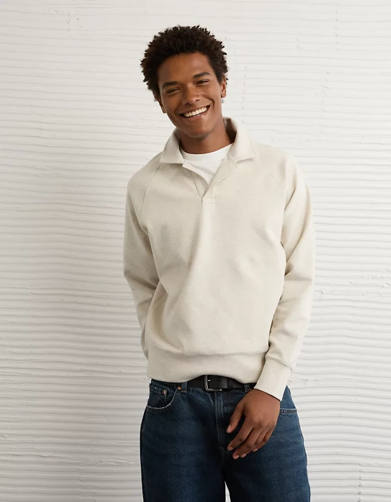 AE 24/7 Long-Sleeve Rugby Polo Sweatshirt