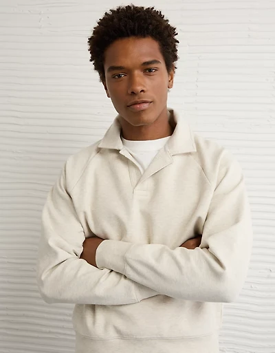 AE 24/7 Long-Sleeve Rugby Polo Sweatshirt