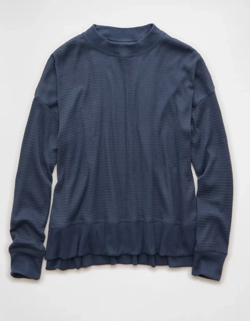 Haut à col rond pelucheux manches longues AE