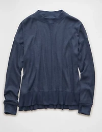 Haut à col rond pelucheux manches longues AE