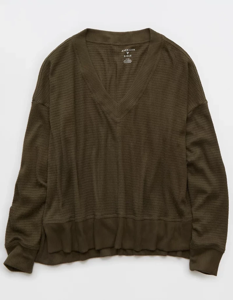 AE Long Sleeve Plush V-Neck Top