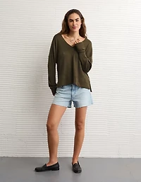 AE Long Sleeve Plush V-Neck Top