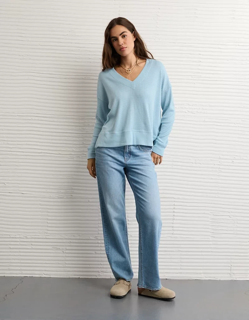 AE Long Sleeve Plush V-Neck Top