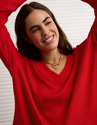 AE Long Sleeve Plush V-Neck Top