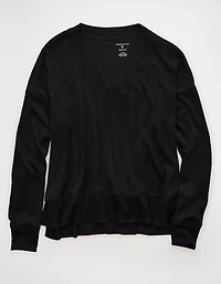 AE Long Sleeve V-Neck Plush T-Shirt