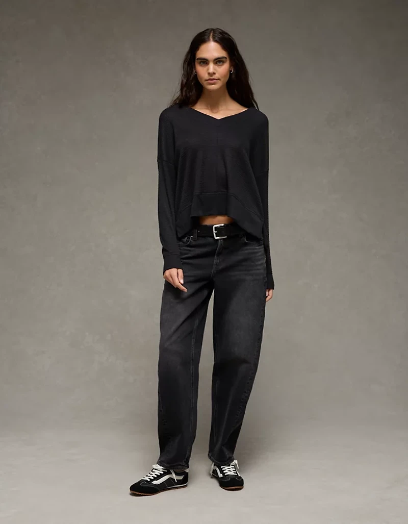 AE Long Sleeve V-Neck Plush T-Shirt