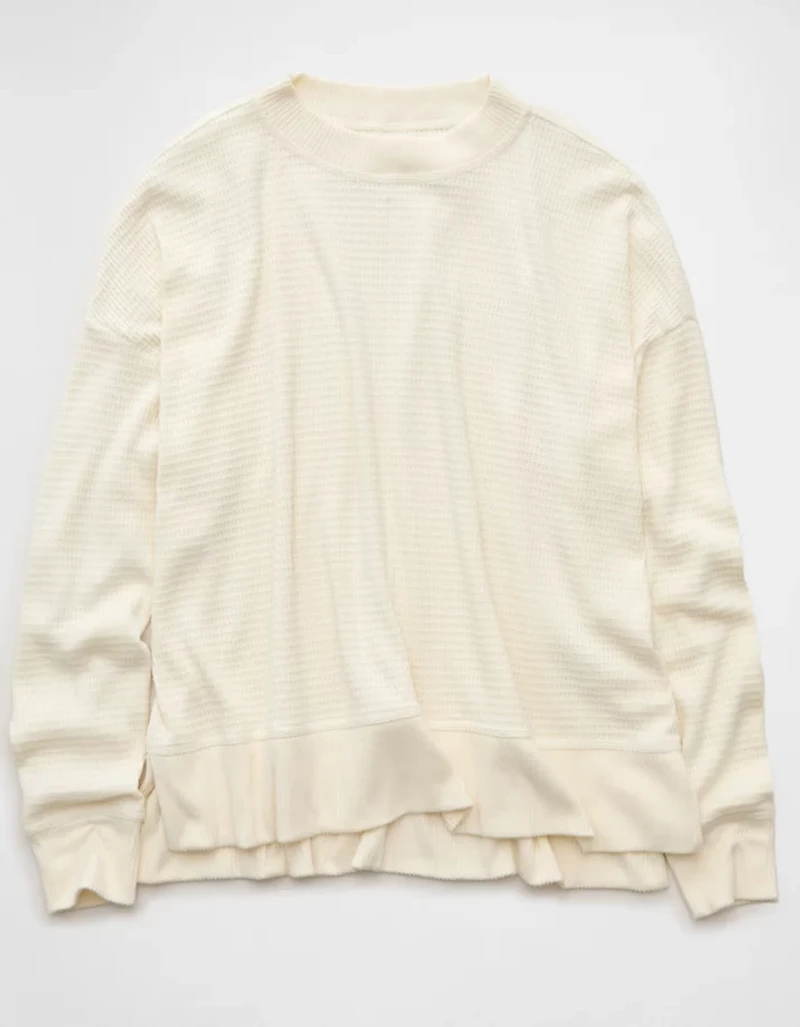 Haut à col rond pelucheux manches longues AE