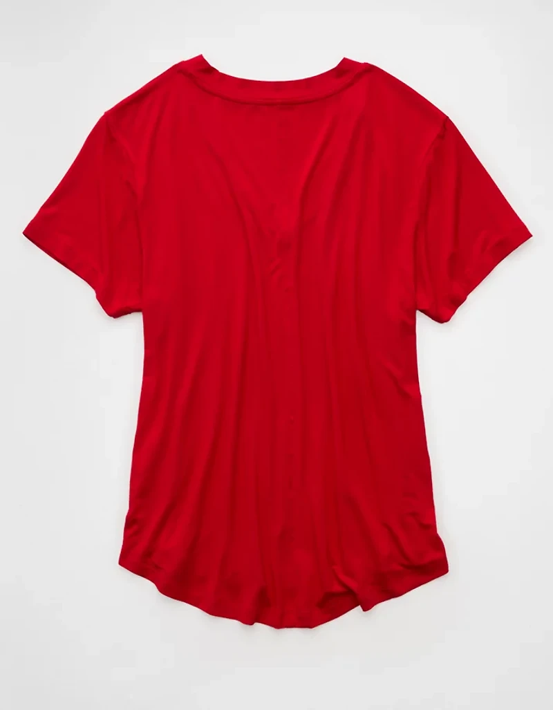 T-shirt à encolure en V Doux et sexy AE