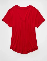 T-shirt à encolure en V Doux et sexy AE