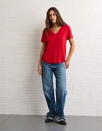 T-shirt à encolure en V Doux et sexy AE