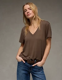 T-shirt à encolure en V Doux et sexy AE