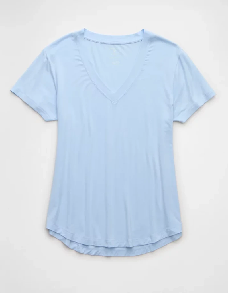 T-shirt à encolure en V Doux et sexy AE