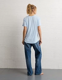 T-shirt à encolure en V Doux et sexy AE