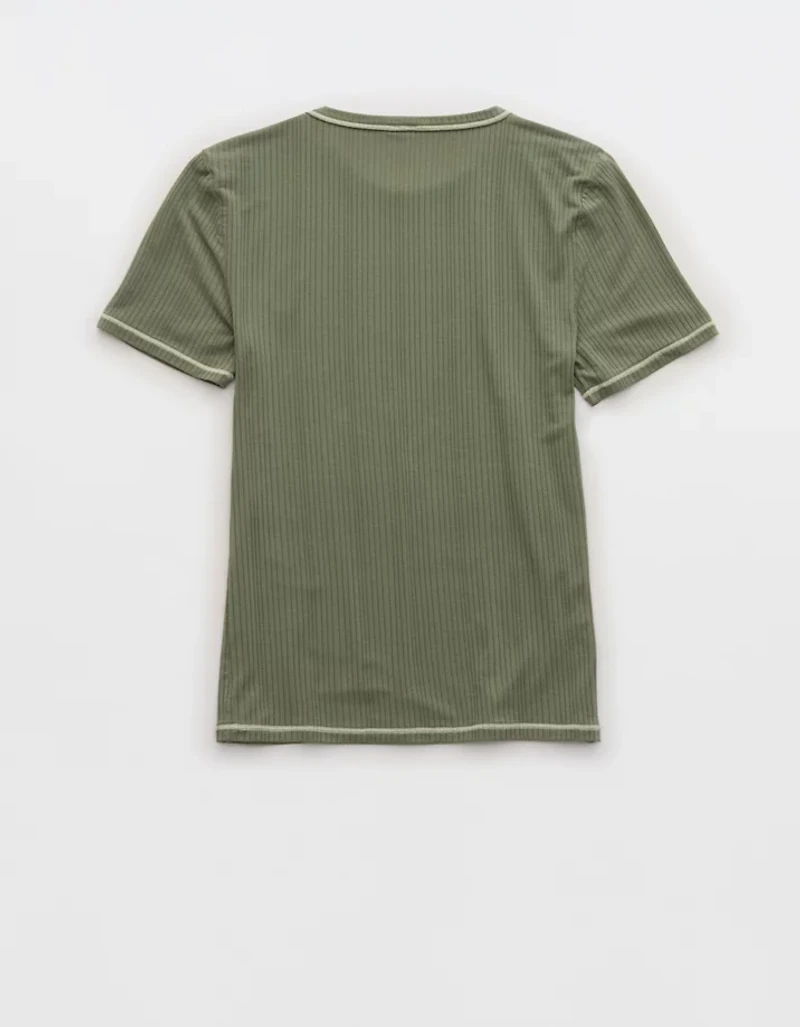 OVERSLEPT by Aerie Modal Rib Short Sleeve Crew T-shirt