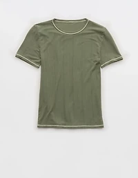 OVERSLEPT by Aerie Modal Rib Short Sleeve Crew T-shirt