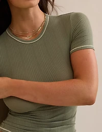 OVERSLEPT by Aerie Modal Rib Short Sleeve Crew T-shirt