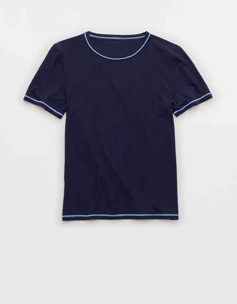 OVERSLEPT by Aerie Modal Rib Short Sleeve Crew T-shirt