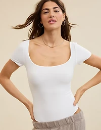 SMOOTHEZ Short Sleeve Square Neck Bodysuit