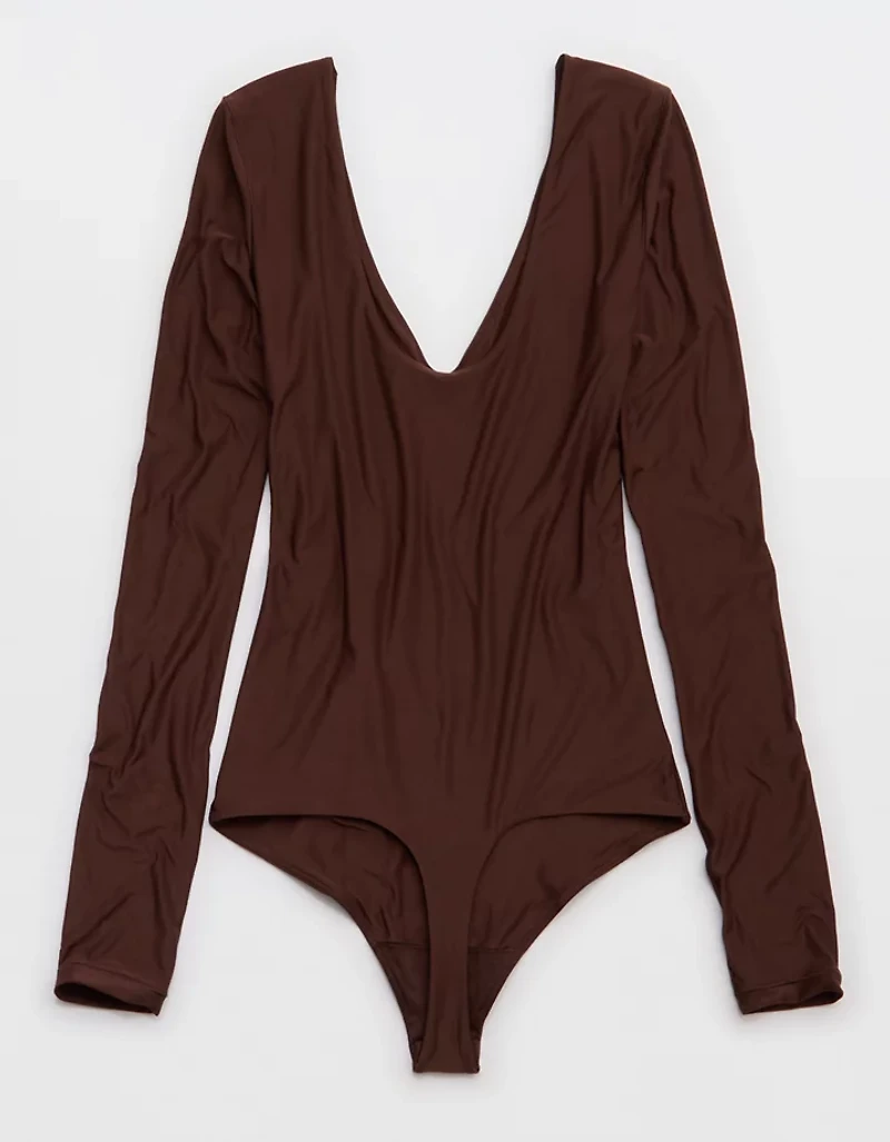 SMOOTHEZ Long Sleeve Plunge Bodysuit