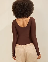 SMOOTHEZ Long Sleeve Plunge Bodysuit