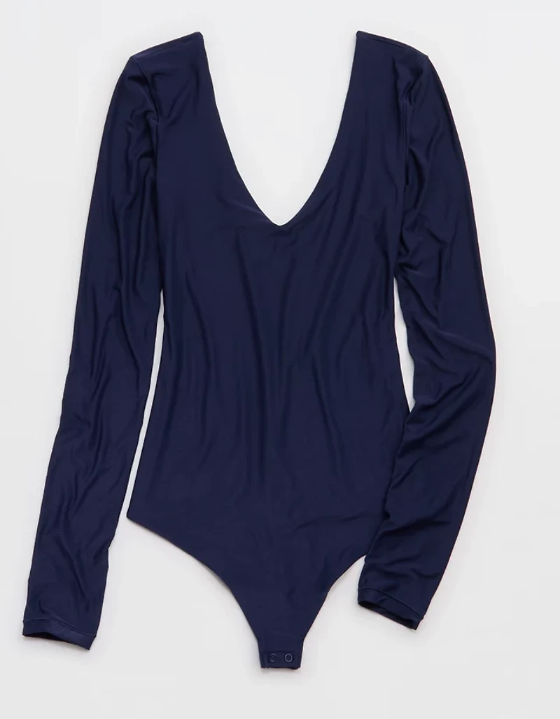SMOOTHEZ Long Sleeve Plunge Bodysuit