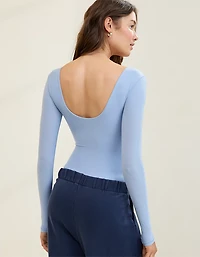 SMOOTHEZ Long Sleeve Plunge Bodysuit