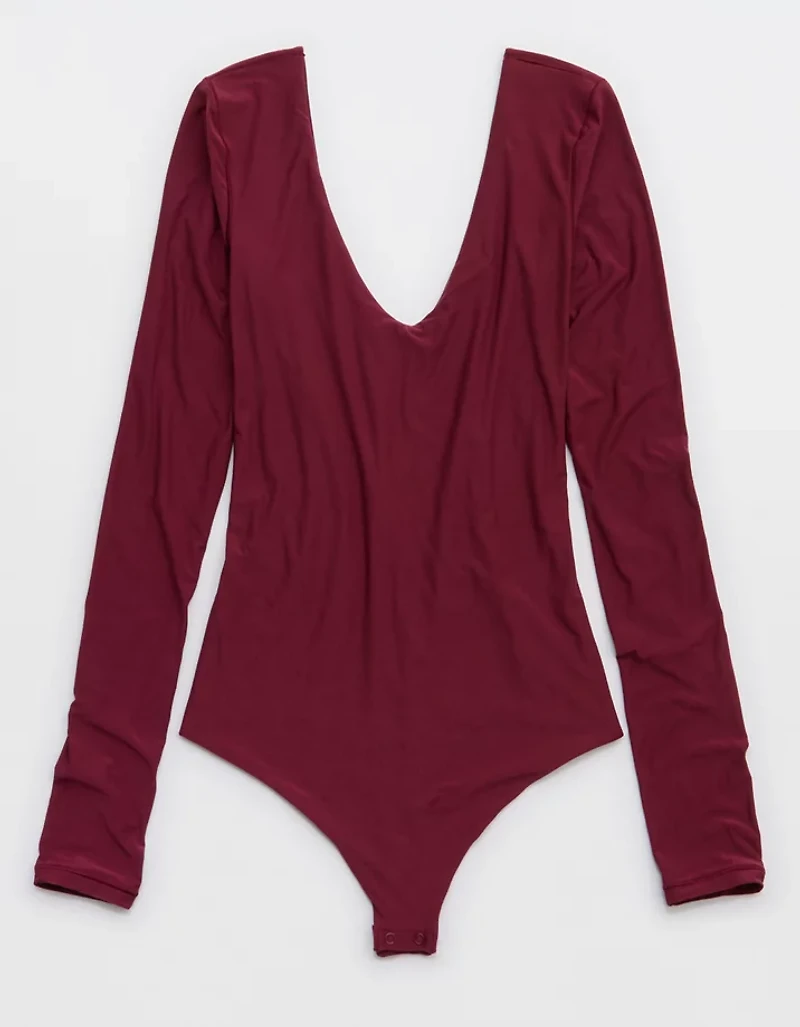 SMOOTHEZ Long Sleeve Plunge Bodysuit