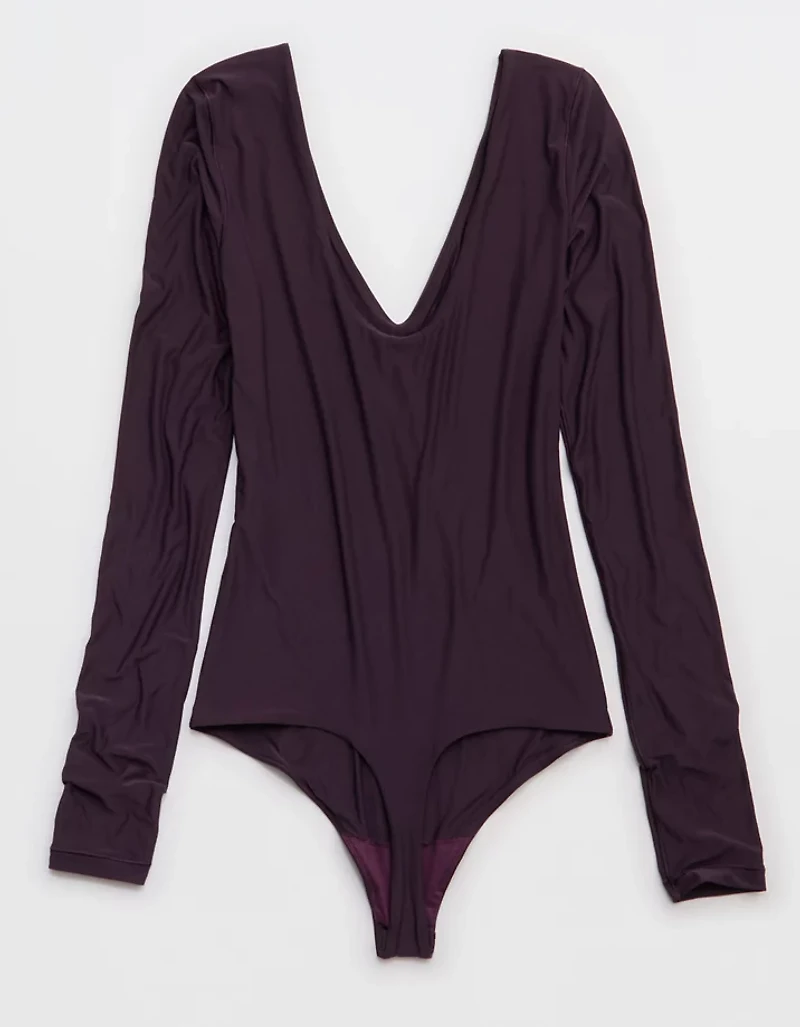 SMOOTHEZ Long Sleeve Plunge Bodysuit
