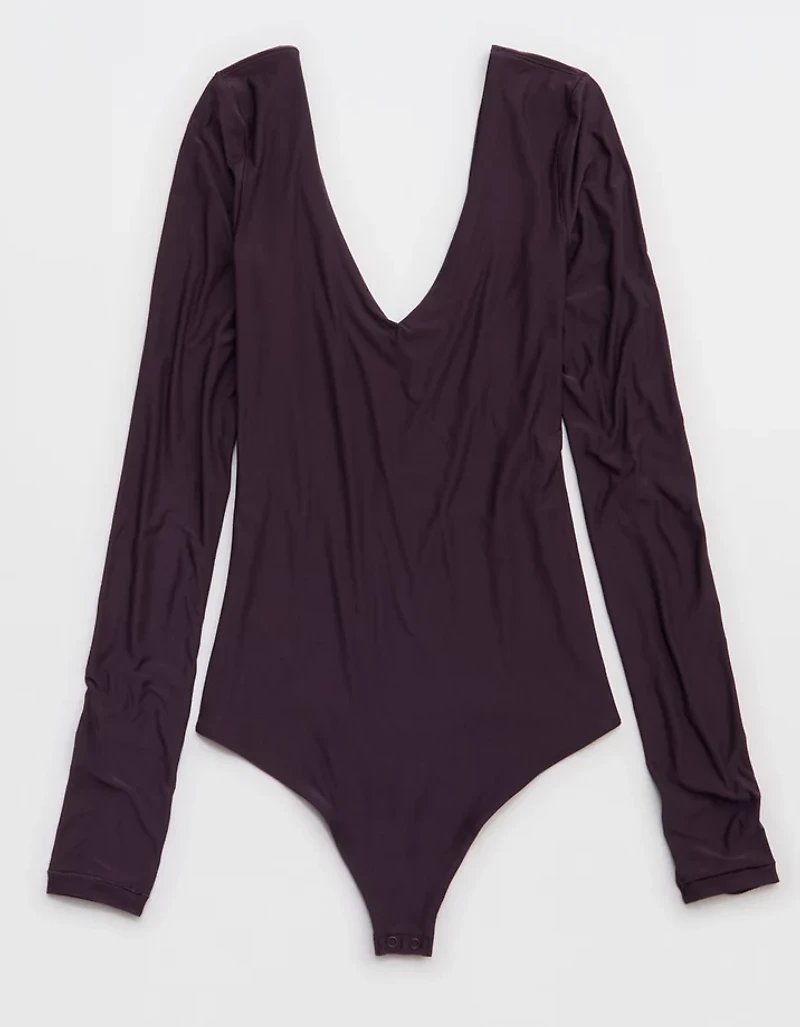 SMOOTHEZ Long Sleeve Plunge Bodysuit