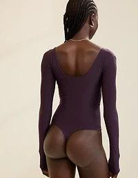 SMOOTHEZ Long Sleeve Plunge Bodysuit