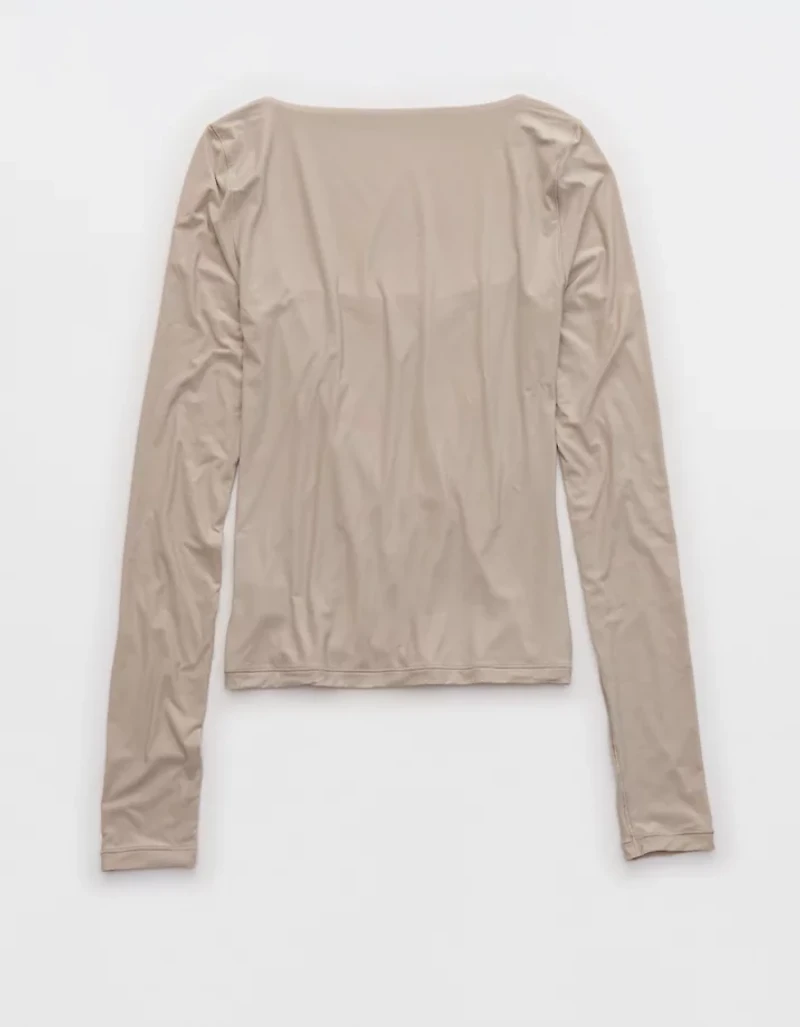 SMOOTHEZ Square Neck Long Sleeve T-Shirt