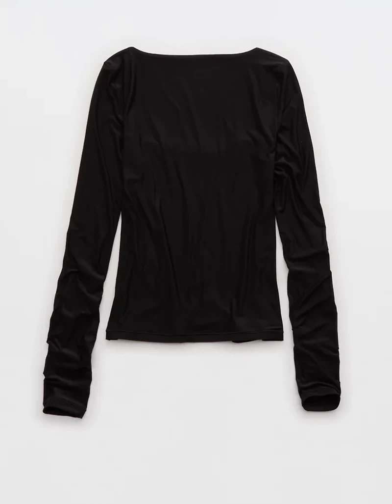 SMOOTHEZ Square Neck Long Sleeve T-Shirt