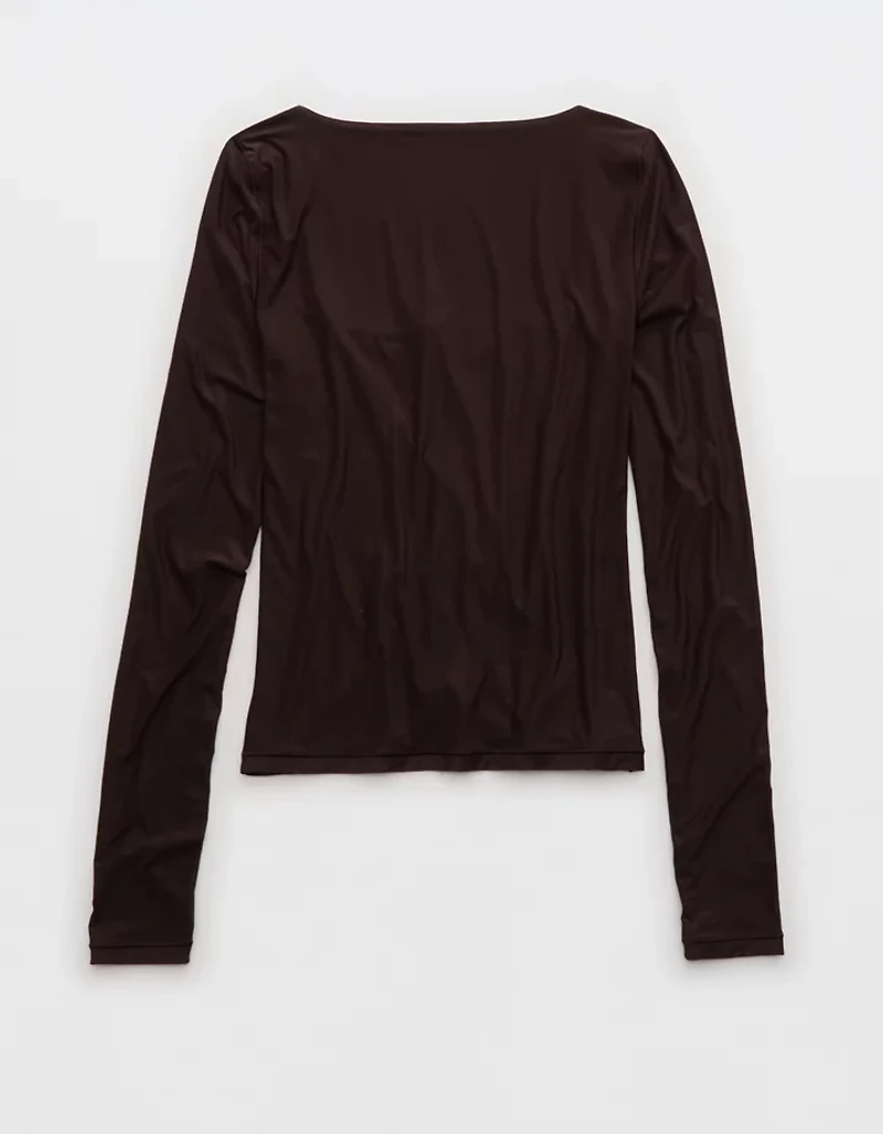 SMOOTHEZ Sqaure Neck Long Sleeve Top