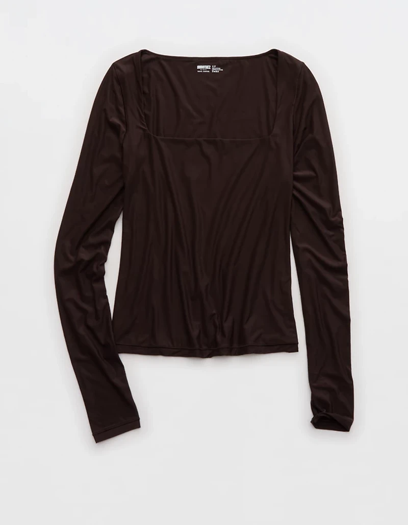SMOOTHEZ Sqaure Neck Long Sleeve Top