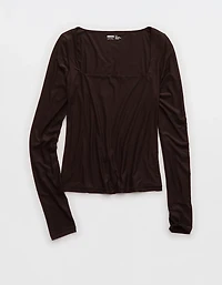 SMOOTHEZ Sqaure Neck Long Sleeve Top