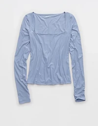 SMOOTHEZ Square Neck Long Sleeve T-Shirt