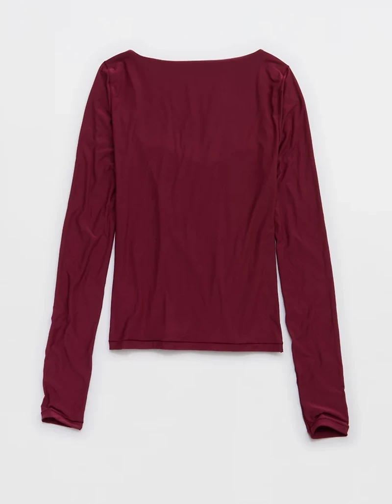 SMOOTHEZ Square Neck Long Sleeve T-Shirt