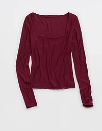 SMOOTHEZ Square Neck Long Sleeve T-Shirt