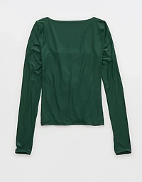 SMOOTHEZ Square Neck Long Sleeve T-Shirt