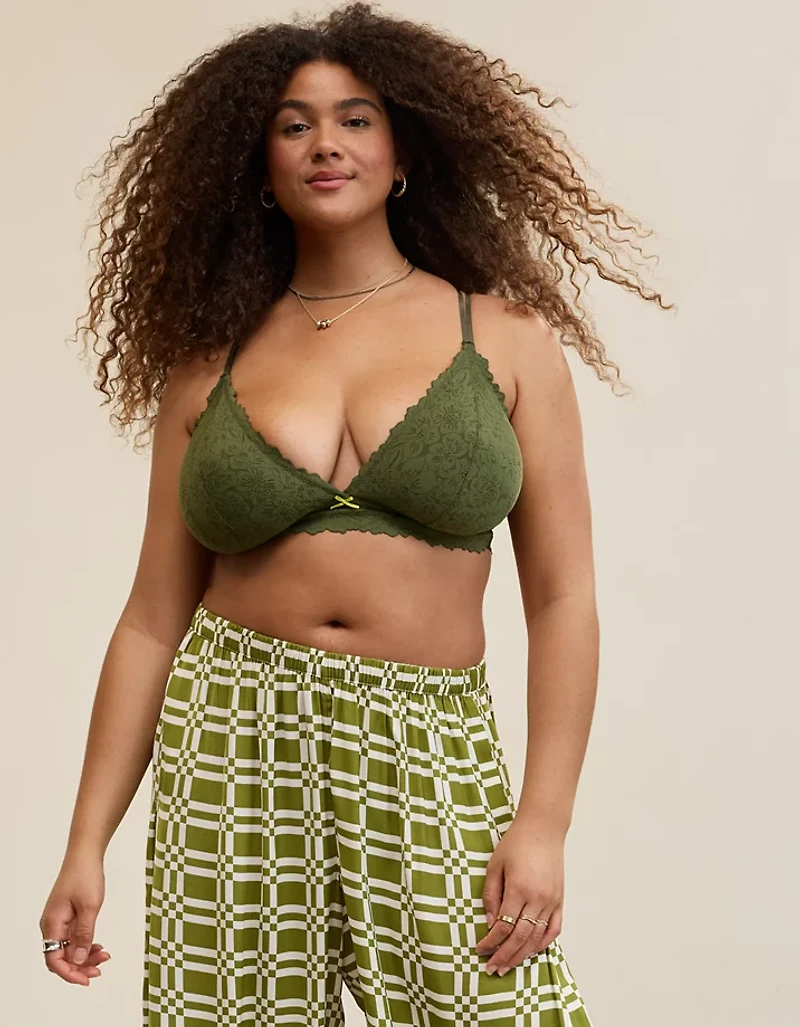 Show Off Rosey Lace Padded Plunge Bralette