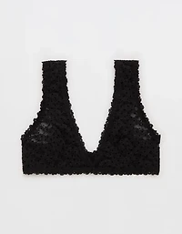 Show Off Flocked Vintage Lace Plunge Bralette