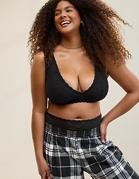 Show Off Flocked Vintage Lace Plunge Bralette