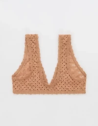 Show Off Flocked Vintage Lace Plunge Bralette