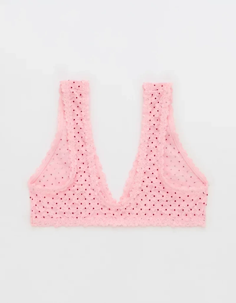 Show Off Flocked Vintage Lace Plunge Bralette