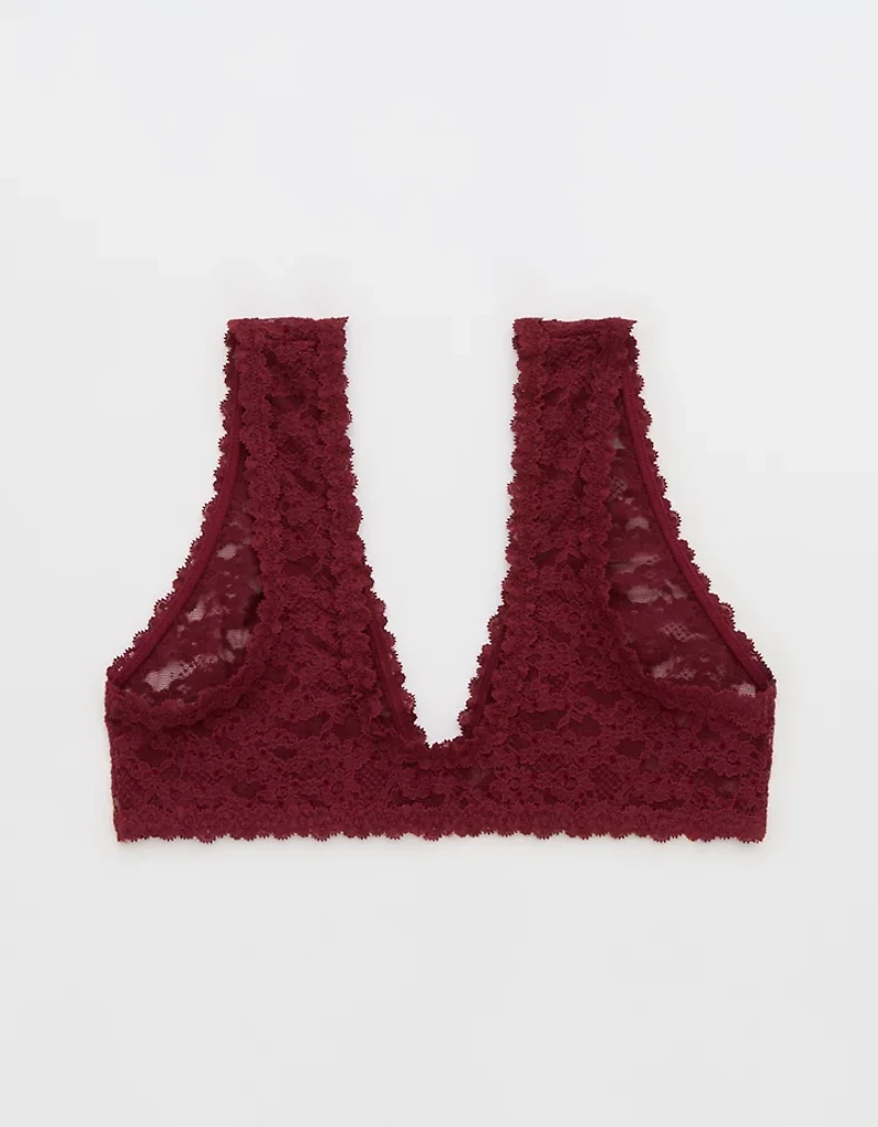 Show Off Flocked Vintage Lace Plunge Bralette