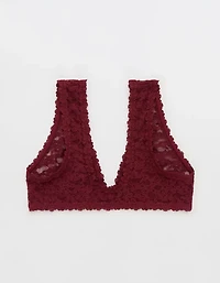 Show Off Flocked Vintage Lace Plunge Bralette