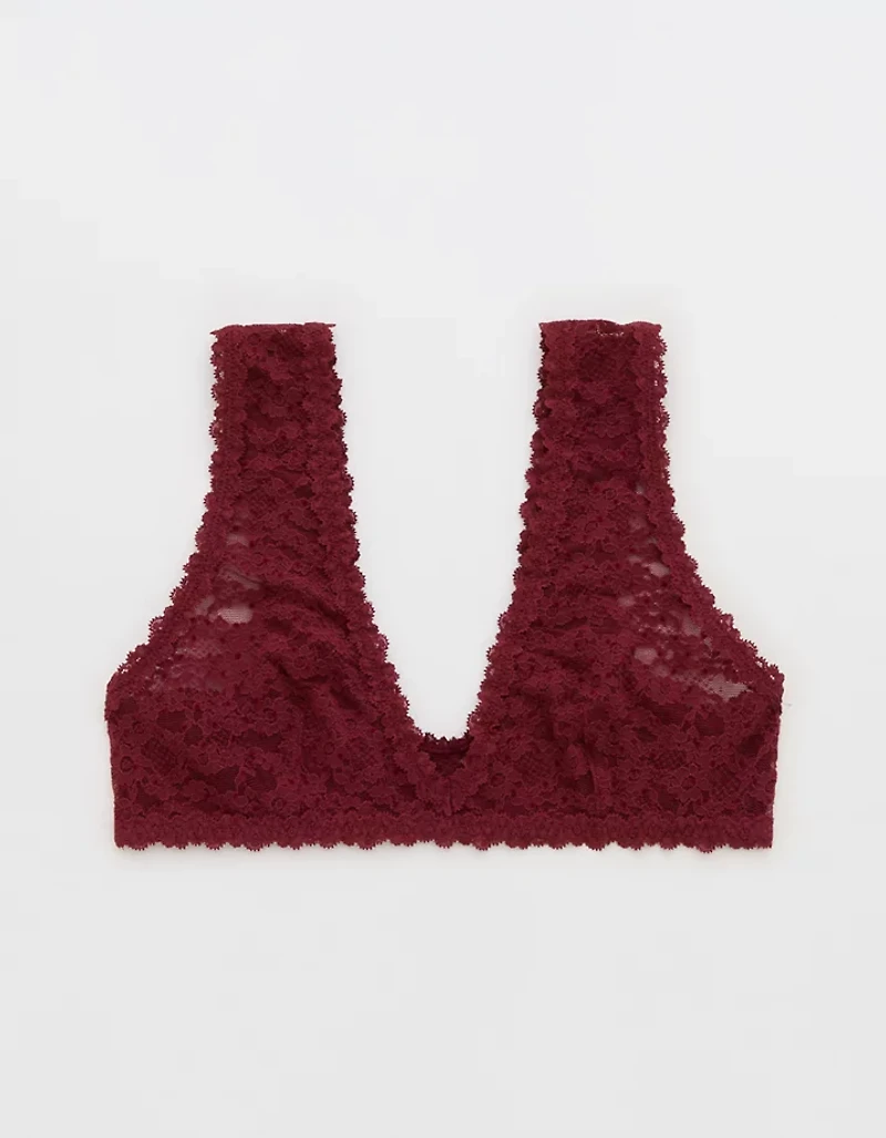 Show Off Flocked Vintage Lace Plunge Bralette