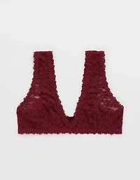 Show Off Flocked Vintage Lace Plunge Bralette